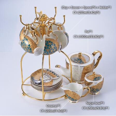 WSHYUFEI Bone China Coffee/Tea Set Porcelain with a Gold Inlay