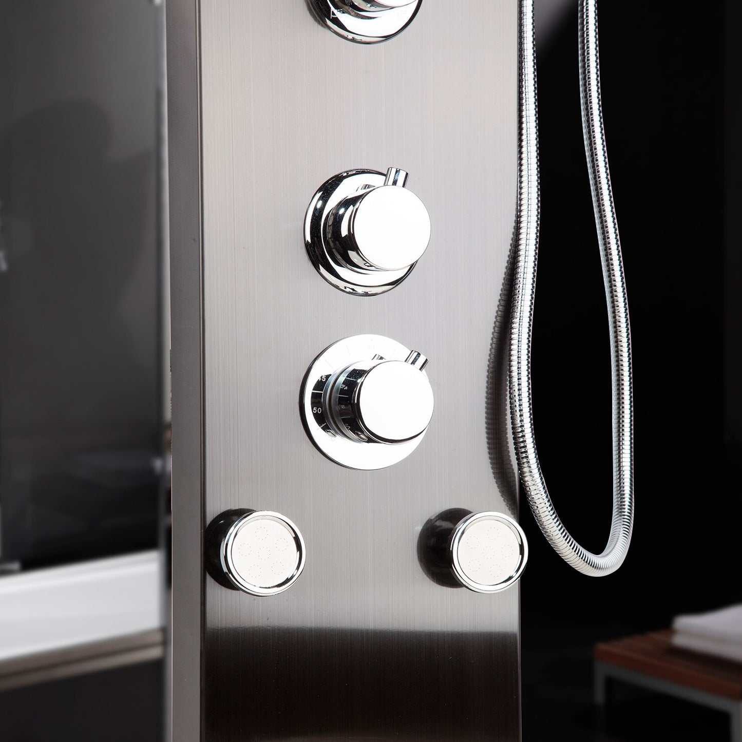 OUBONI Digital Shower Panel ,with LED Rain Waterfall, Shower Spa Jets , and a Bath Shower Mixer Faucet