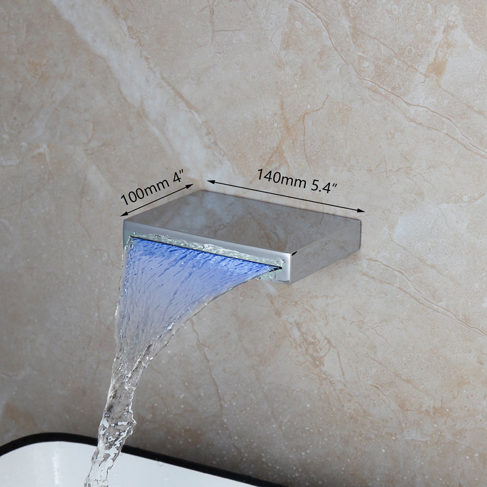 OUBONI LED Waterfall Bathtub Faucets/ Single Handle Basin Sink Tap Mixers