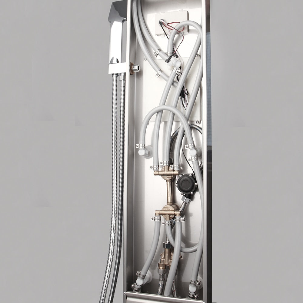 OUBONI Digital Shower Panel ,with LED Rain Waterfall, Shower Spa Jets , and a Bath Shower Mixer Faucet