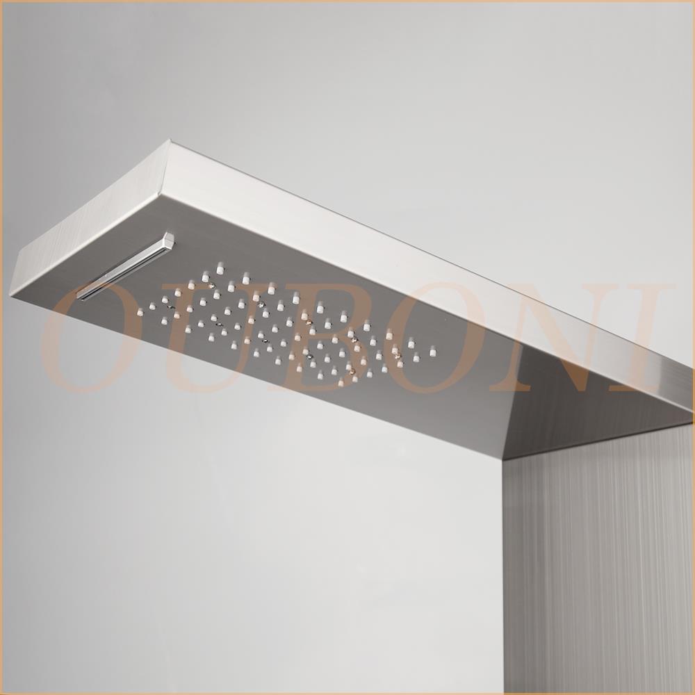 OUBONI Digital Shower Panel ,with LED Rain Waterfall, Shower Spa Jets , and a Bath Shower Mixer Faucet
