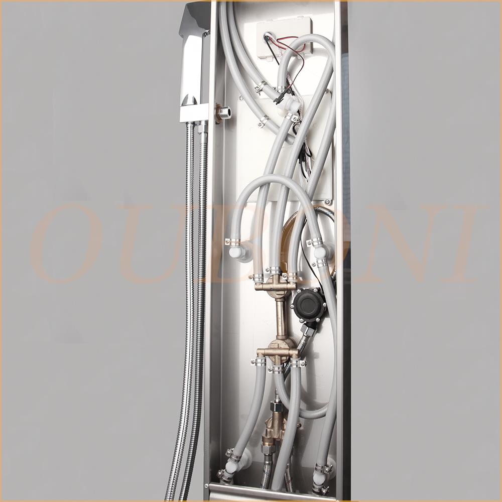 OUBONI Digital Shower Panel ,with LED Rain Waterfall, Shower Spa Jets , and a Bath Shower Mixer Faucet