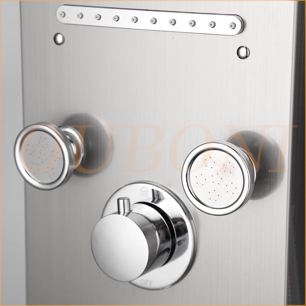 OUBONI Digital Shower Panel ,with LED Rain Waterfall, Shower Spa Jets , and a Bath Shower Mixer Faucet