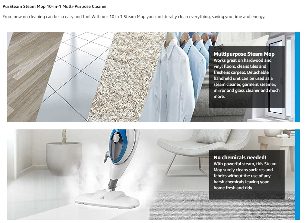 PurSteam Steam Mop Cleaner 10-in-1
