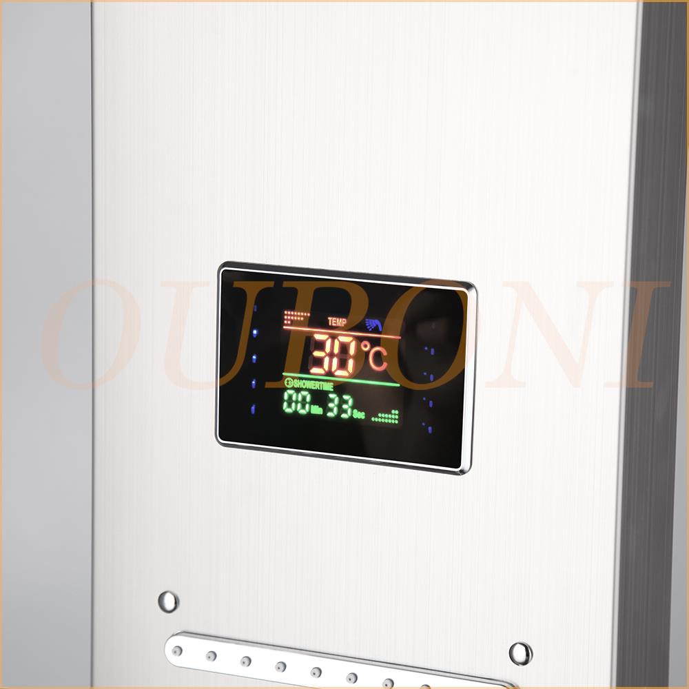 OUBONI Digital Shower Panel ,with LED Rain Waterfall, Shower Spa Jets , and a Bath Shower Mixer Faucet