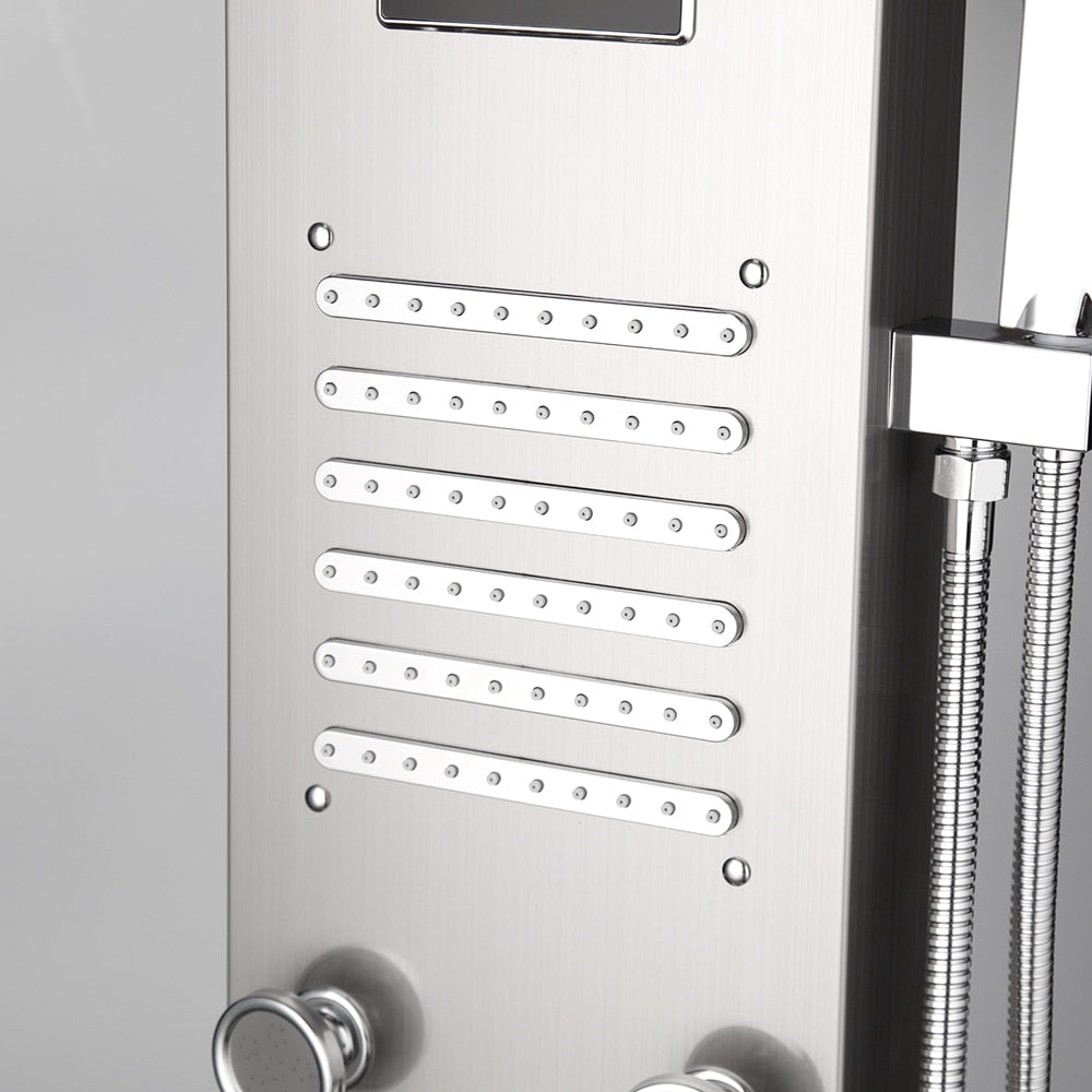 OUBONI Digital Shower Panel ,with LED Rain Waterfall, Shower Spa Jets , and a Bath Shower Mixer Faucet