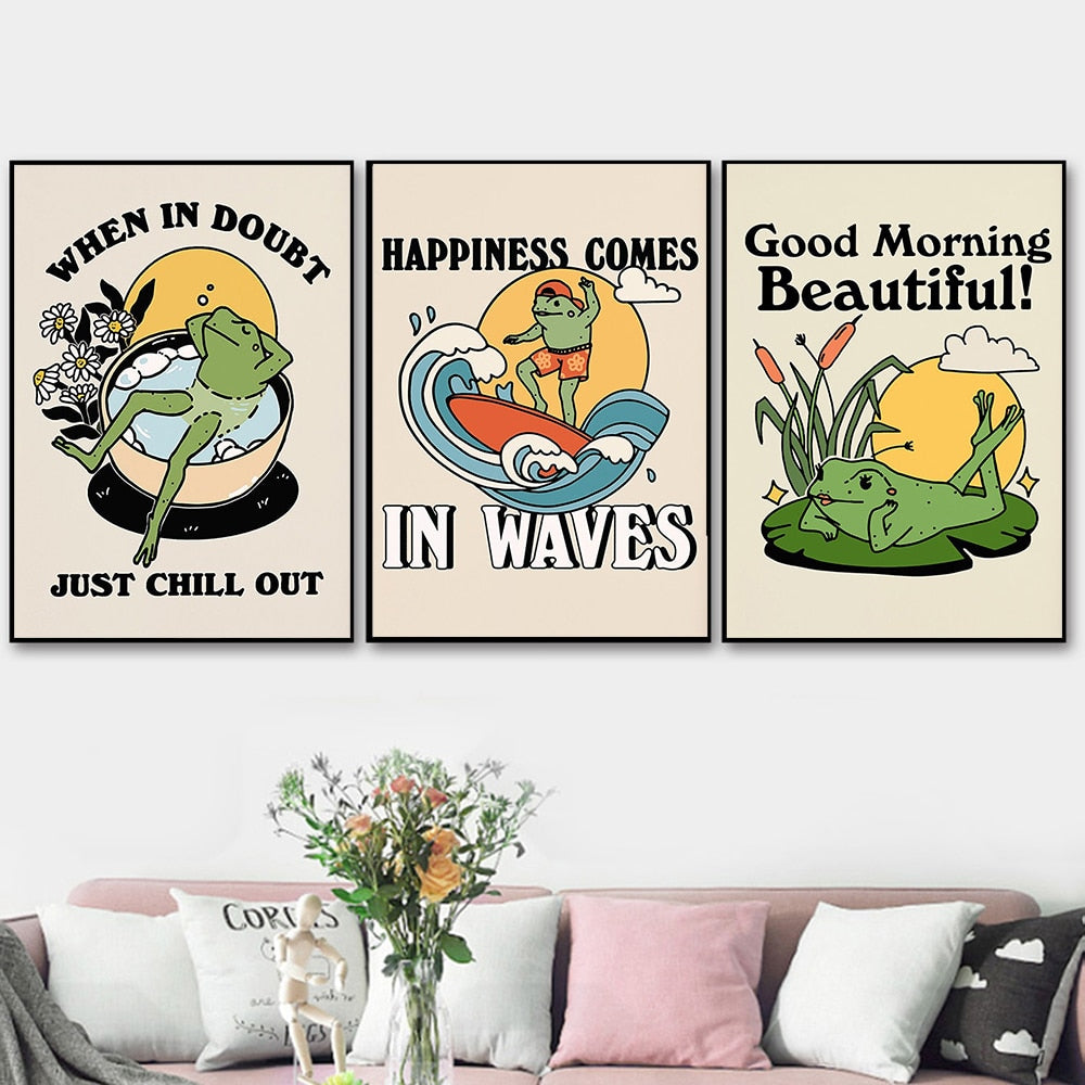 Unframed Canvas Paintings, Wall Art, Frogs