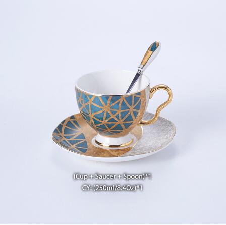 WSHYUFEI Bone China Coffee/Tea Set Porcelain with a Gold Inlay