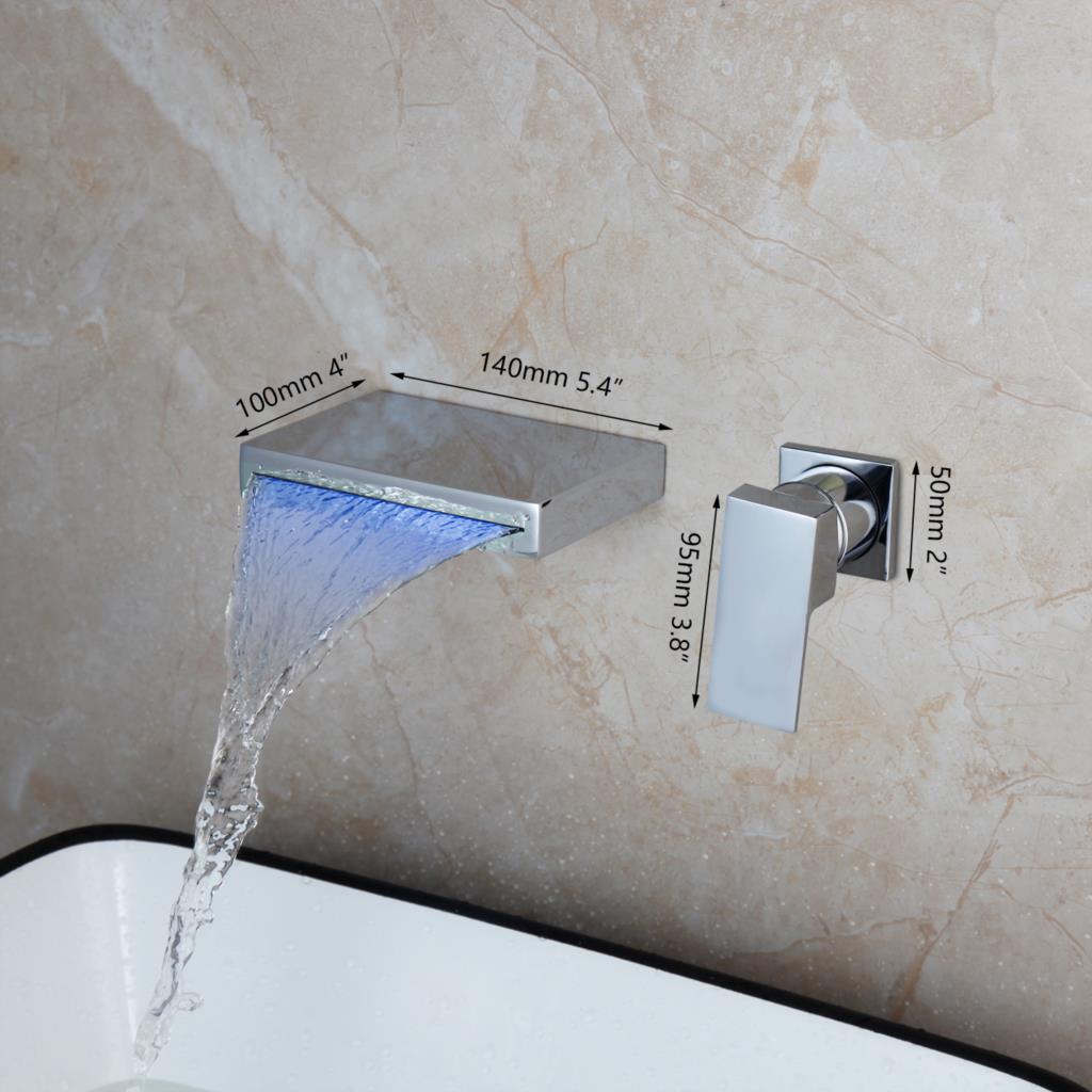 OUBONI LED Waterfall Bathtub Faucets/  Single Handle Basin Sink Tap Mixers