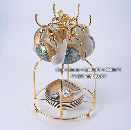 WSHYUFEI Bone China Coffee/Tea Set Porcelain with a Gold Inlay