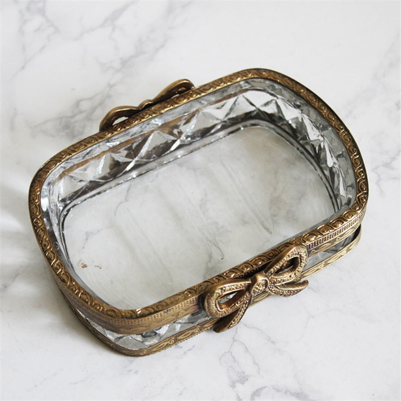 Nordic Imported Glass with Brass/ Exquisite Knotted Soap Dish