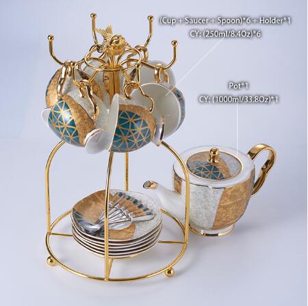 WSHYUFEI Bone China Coffee/Tea Set Porcelain with a Gold Inlay