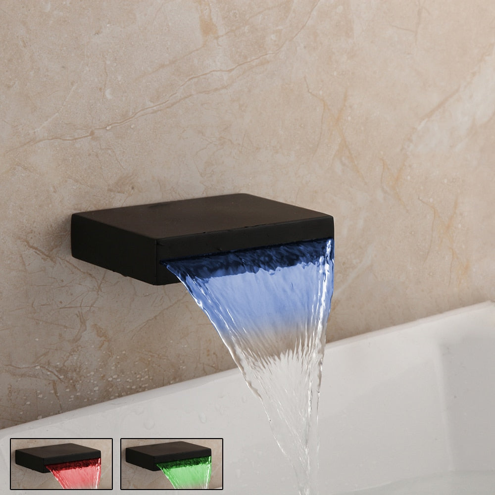 OUBONI LED Waterfall Bathtub Faucets/  Single Handle Basin Sink Tap Mixers