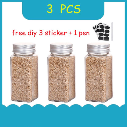 2-14PCS set seasoning jar square glass container