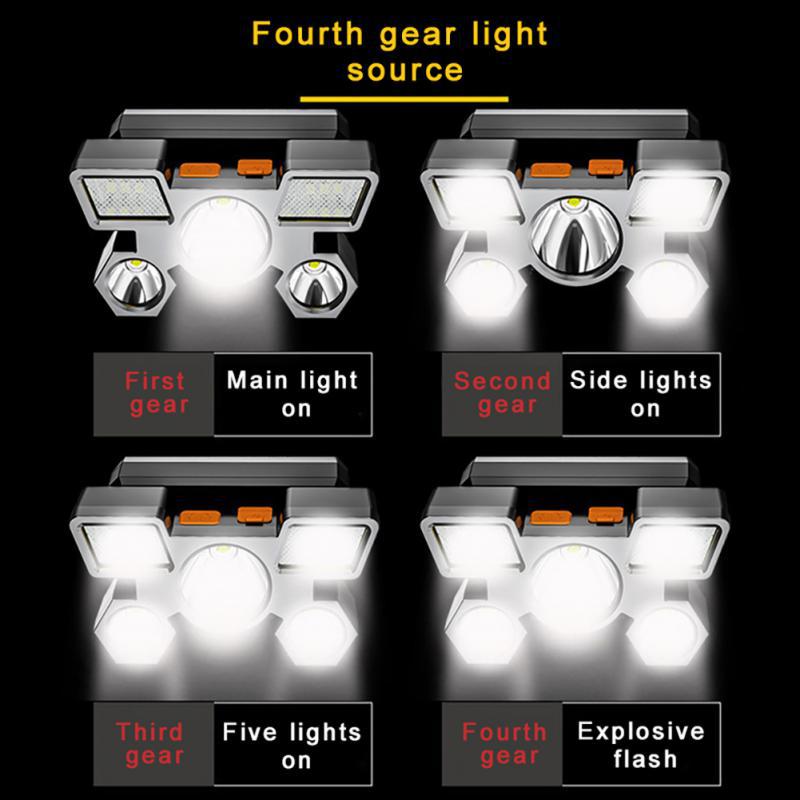 Led Five-Head Super Bright Rechargeable Headlamp