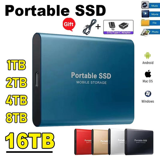 Portable SSD High-speed External Storage Decives Type-C USB 3.1 Interface for Laptop/PC/ Mac