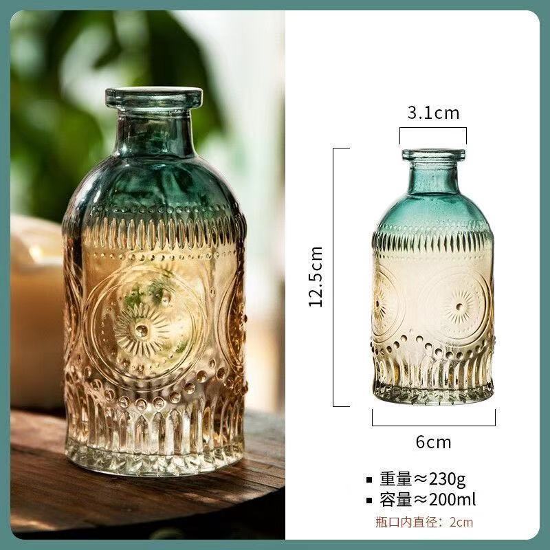 Retro Embossed Decorative Hydroponic Glass Vase