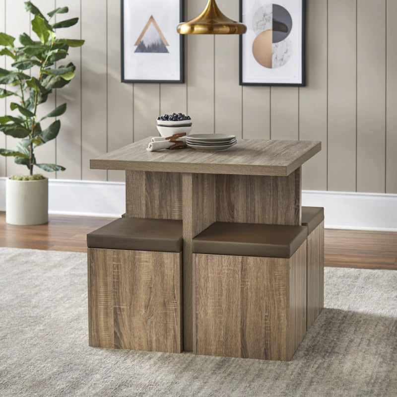 5-Piece Dexter Dining Set with Storage Ottoman