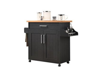 Hodedah Kitchen Cart with Spice Rack plus Towel Holder