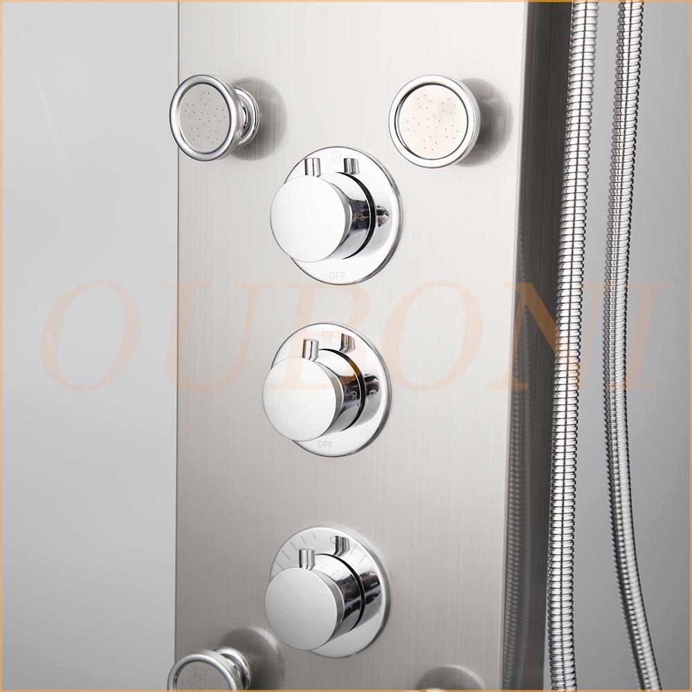 OUBONI  Digital Shower Panel ,with LED Rain Waterfall, Shower Spa Jets , and a  Bath Shower Mixer Faucet