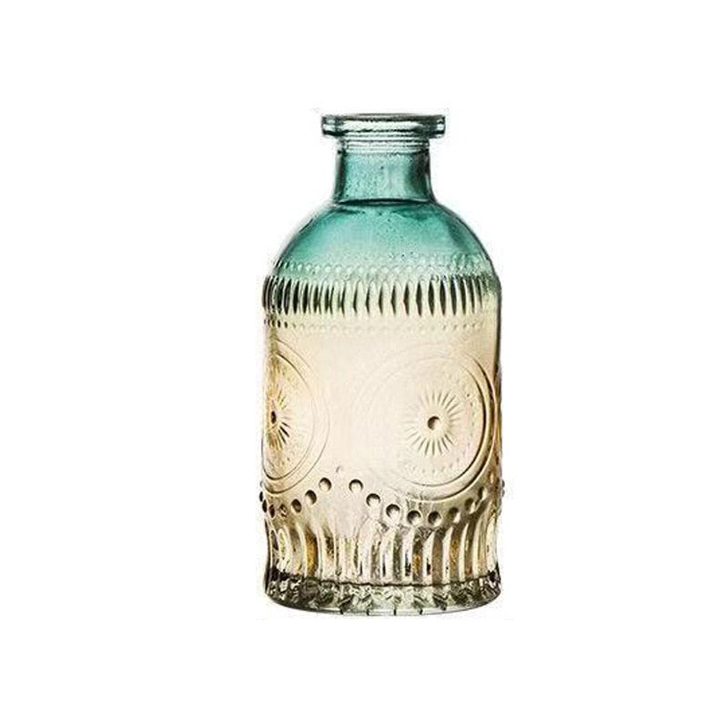 Retro Embossed Decorative Hydroponic Glass Vase