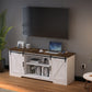 White, Entertainment Center with Storage,  & Sliding Barn Door Media Cabinet