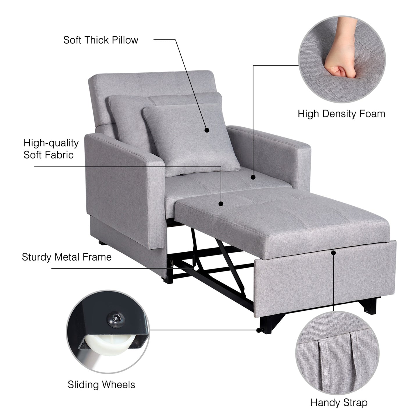 3-in-1 Sleeper Sofa, Chair, Bed