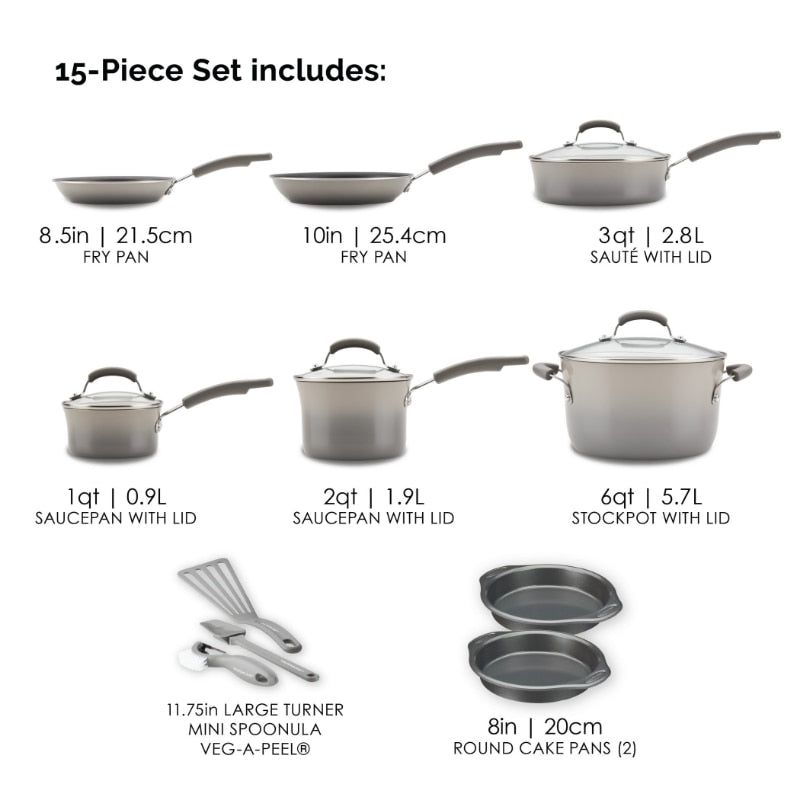 Rachael Ray 15PCS Nonstick Pots