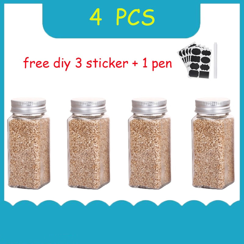 2-14PCS set seasoning jar square glass container