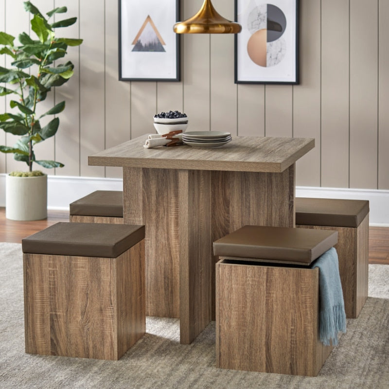 5-Piece Dexter Dining Set with Storage Ottoman