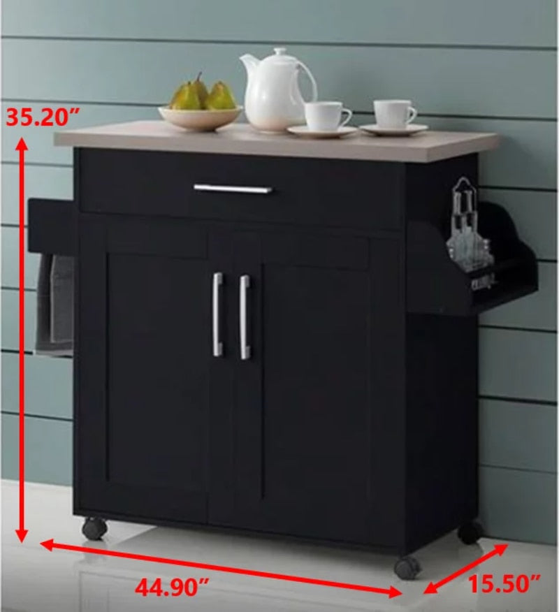 Hodedah Kitchen Cart with Spice Rack plus Towel Holder