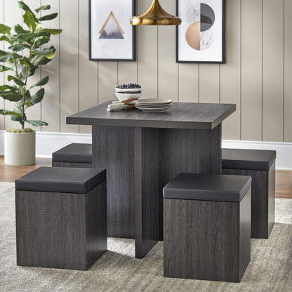 5-Piece Dexter Dining Set with Storage Ottoman