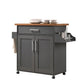 Hodedah Kitchen Cart with Spice Rack plus Towel Holder